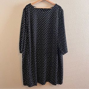 Lands End Black and White Spotted Shift Dress Size 22W